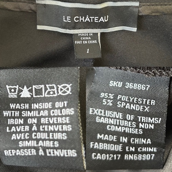 Le Chateau Black High Rise Pleated Tie-Waist Trousers Pants Size 1/2 - Picture 9 of 14